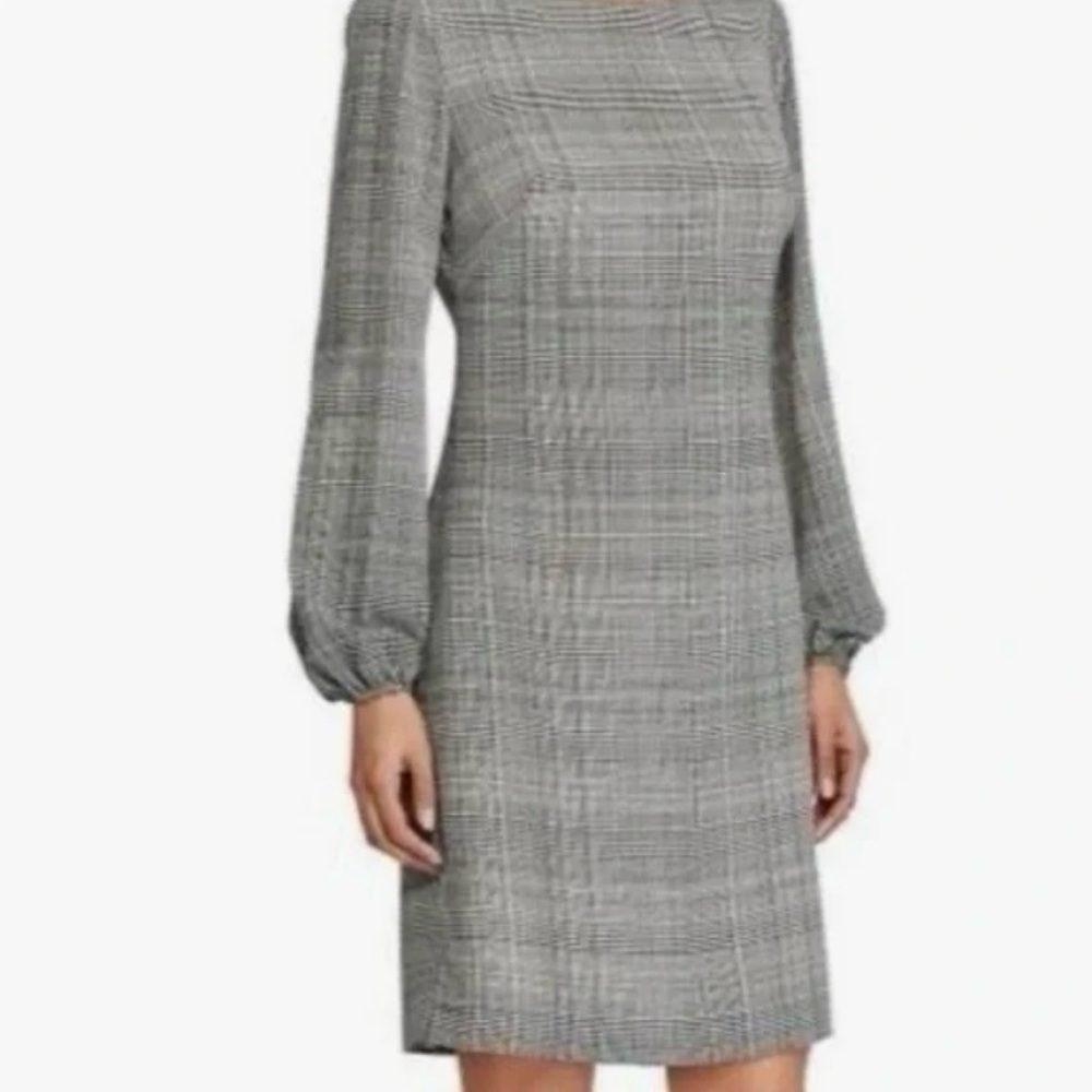 Ralph Lauren Black and White Sheath Dress with Bishop Sleeves Large